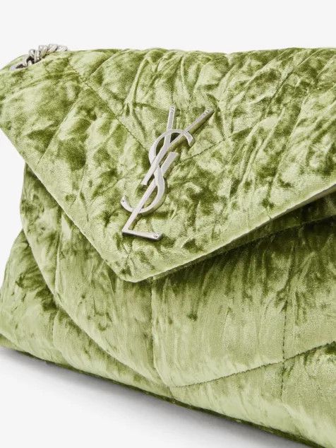 Saint Laurent Paris o1bcso1str1124 Size: OS/ Small Velvet Puffer Bag in Avocado Size ONE SIZE - 4 Thumbnail
