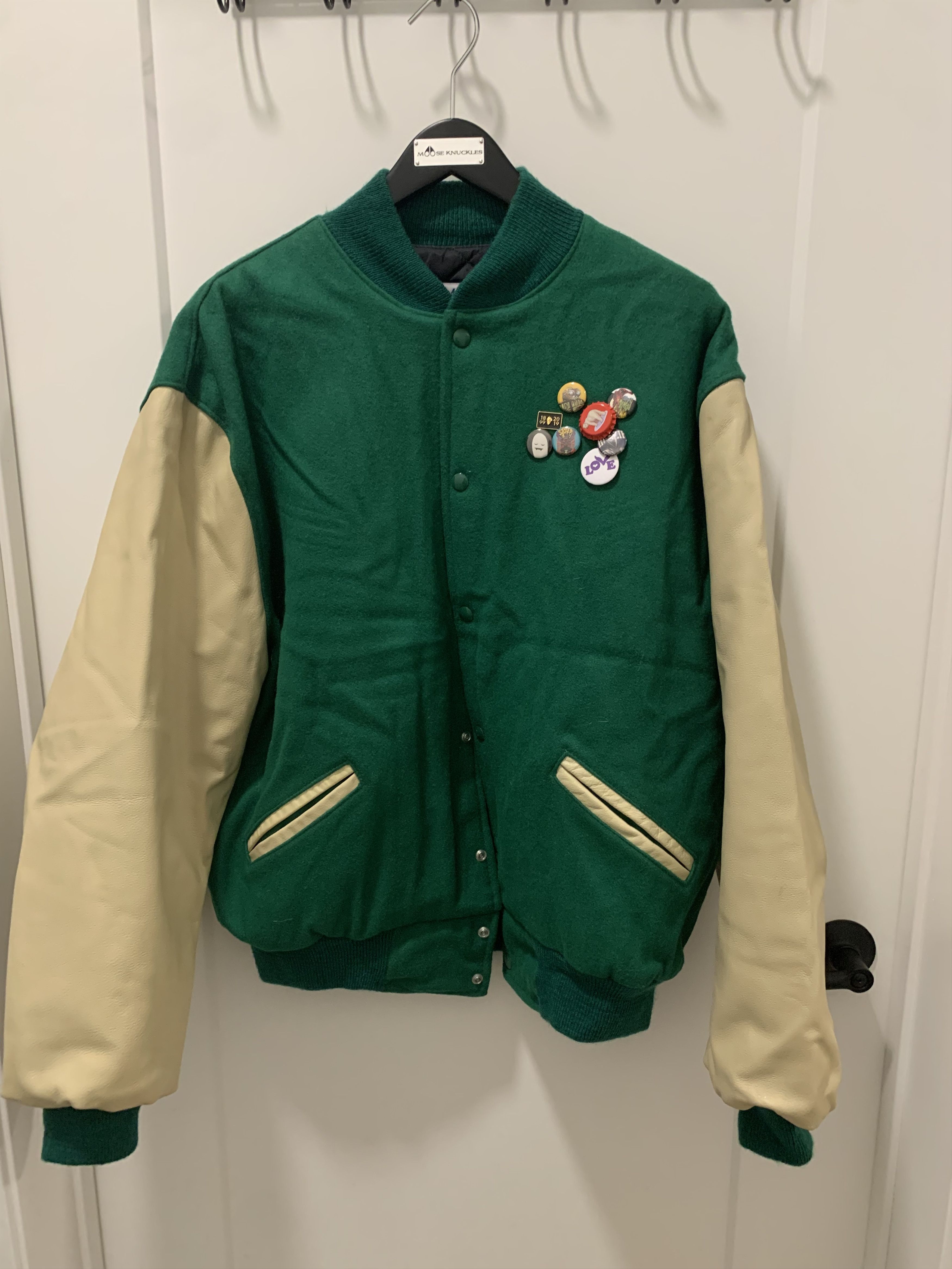 Vintage vintage custom football jacket leather arm wool body Size US XL / EU 56 / 4 - 1 Thumbnail