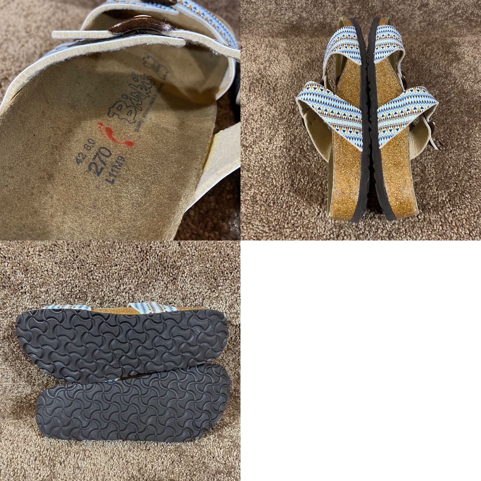 Birkenstock Birkenstock Arizona Sandals EU 42 Womens 11-11.5 Birkis Triangle RARE Print Leather Suede Buckle Adjustable Footbed Sandals Multicolor Size US 11 / IT 41 - 8 Thumbnail