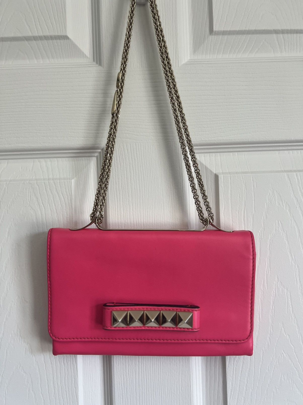 Valentino Valentino Rockstud Flap Chain Hot Pink Leather Crossbody Size ONE SIZE - 12 Thumbnail