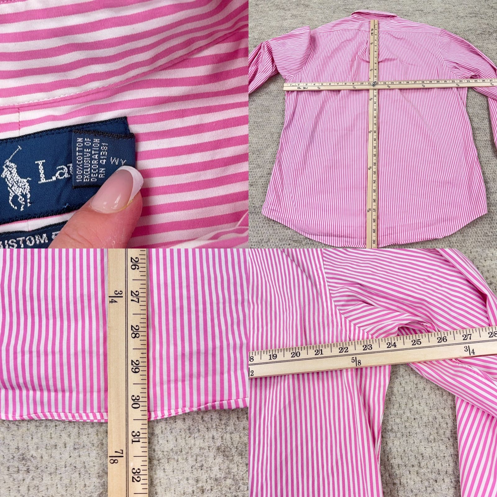 Ralph Lauren Ralph Lauren Shirt Men XL Pink Striped Button-Up Regular Fit Cotton Dress Shirt Mens Size 46R - 8 Thumbnail