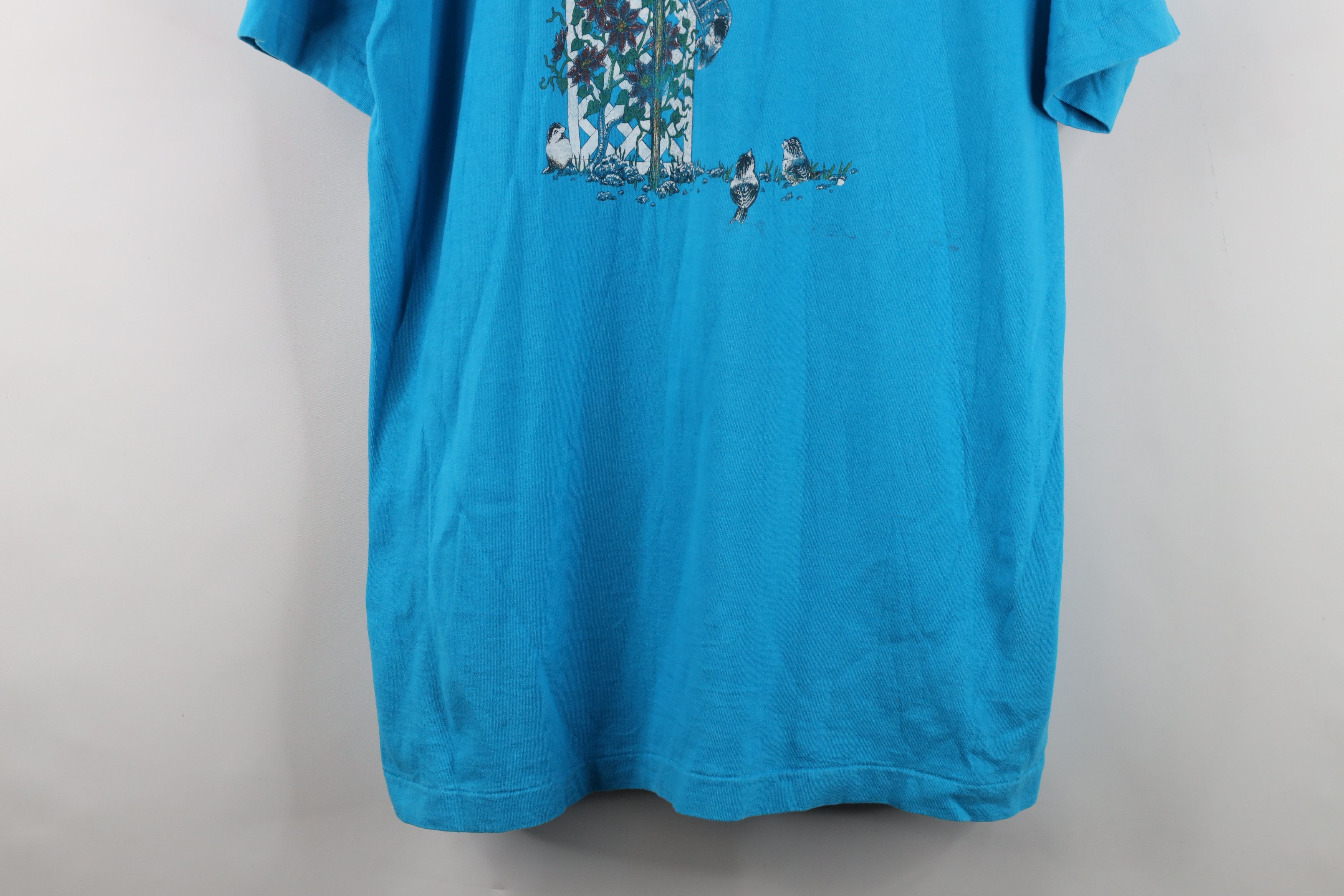 Vintage Vintage 90s Streetwear Mailbox Bird Flower T-Shirt Blue Size XL / US 12-14 / IT 48-50 - 3 Thumbnail
