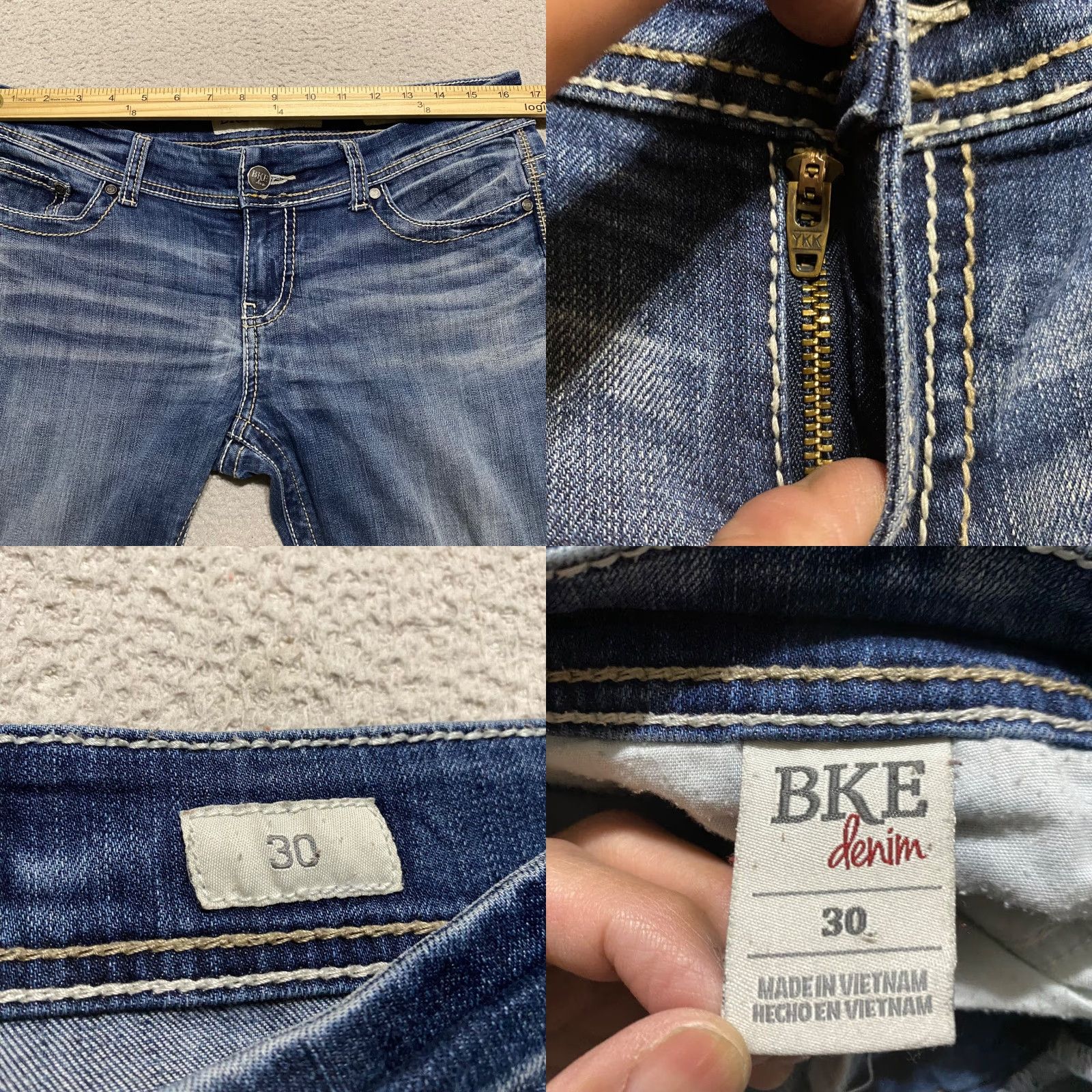 Vintage Buckle BKE Jeans Capri Mid Rise Blue Denim 30 Womens Regular 5-Pocket Stretch Size 30" / US 8 / IT 44 - 8 Thumbnail