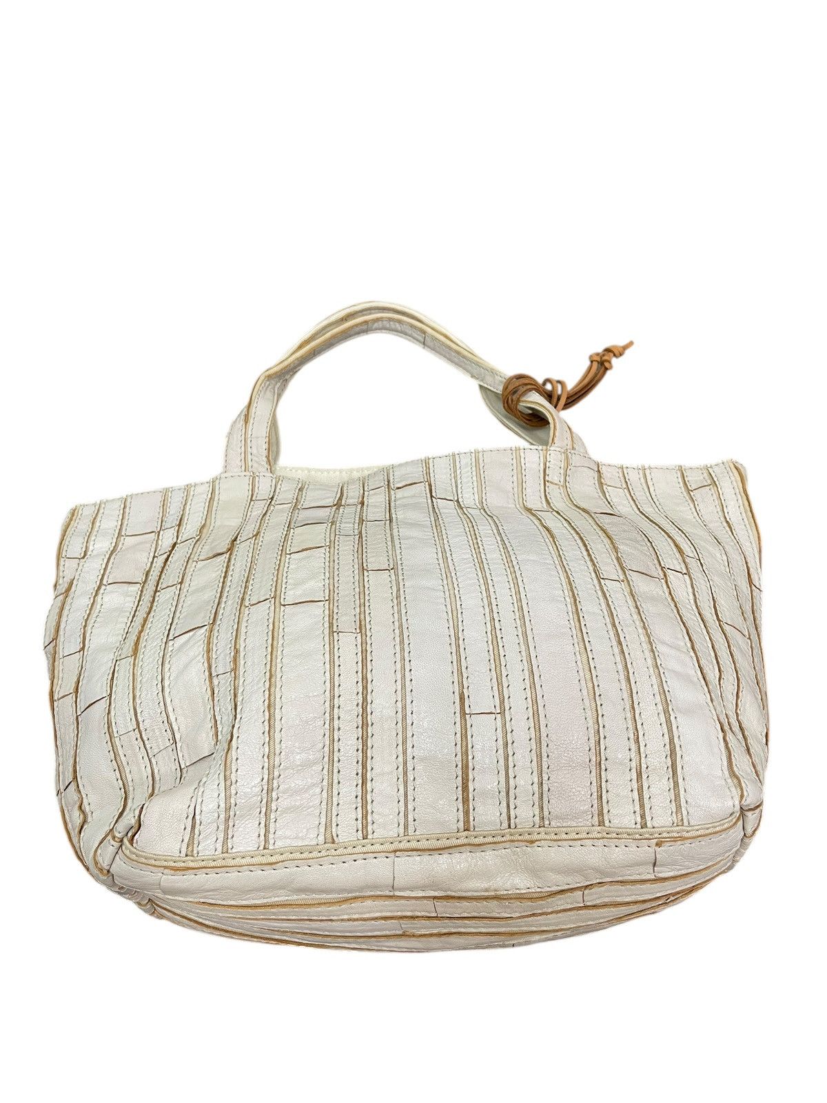 Genuine Leather Leather Patchwork Striped Trideep Tote Shoulder Bag 1🟩5 Size ONE SIZE - 6 Thumbnail