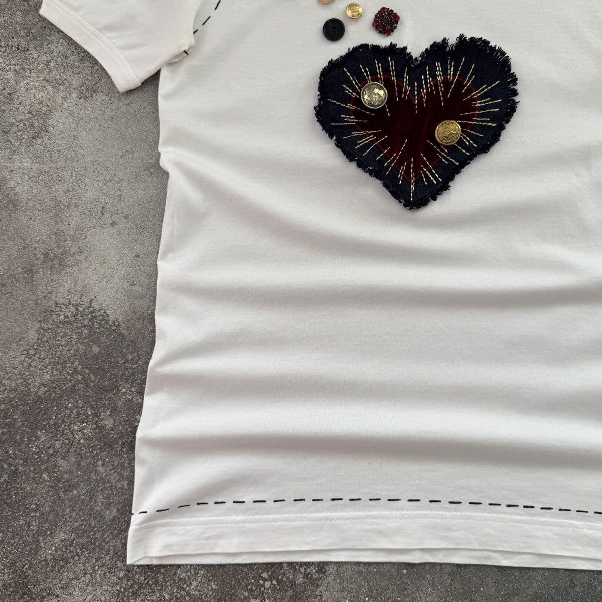 Dolce & Gabbana D&G Dolce & Gabbana Y2K Heart Patch T-Shirt Size M / US 6-8 / IT 42-44 - 6 Thumbnail