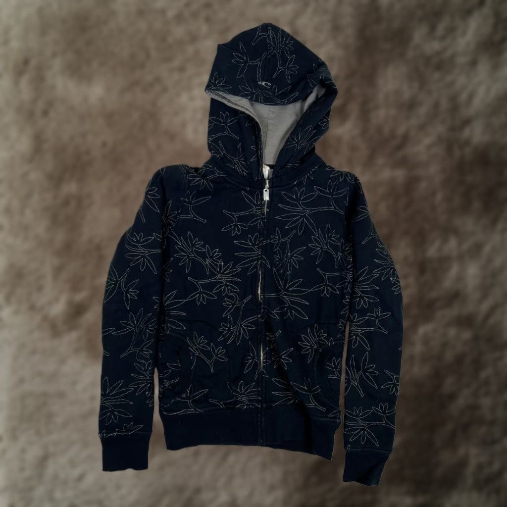 O'Neill VTG O'Neill Hoodie Sweatshirt Women's S Black Floral Full Zip Embroidered Y2K Size S / US 4 / IT 40 - 1 Thumbnail