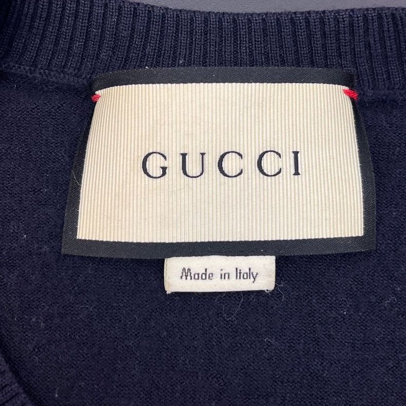 Gucci Gucci Dark blue bee logo wool sweater 2502-Nextarrow Size US M / EU 48-50 / 2 - 5 Thumbnail