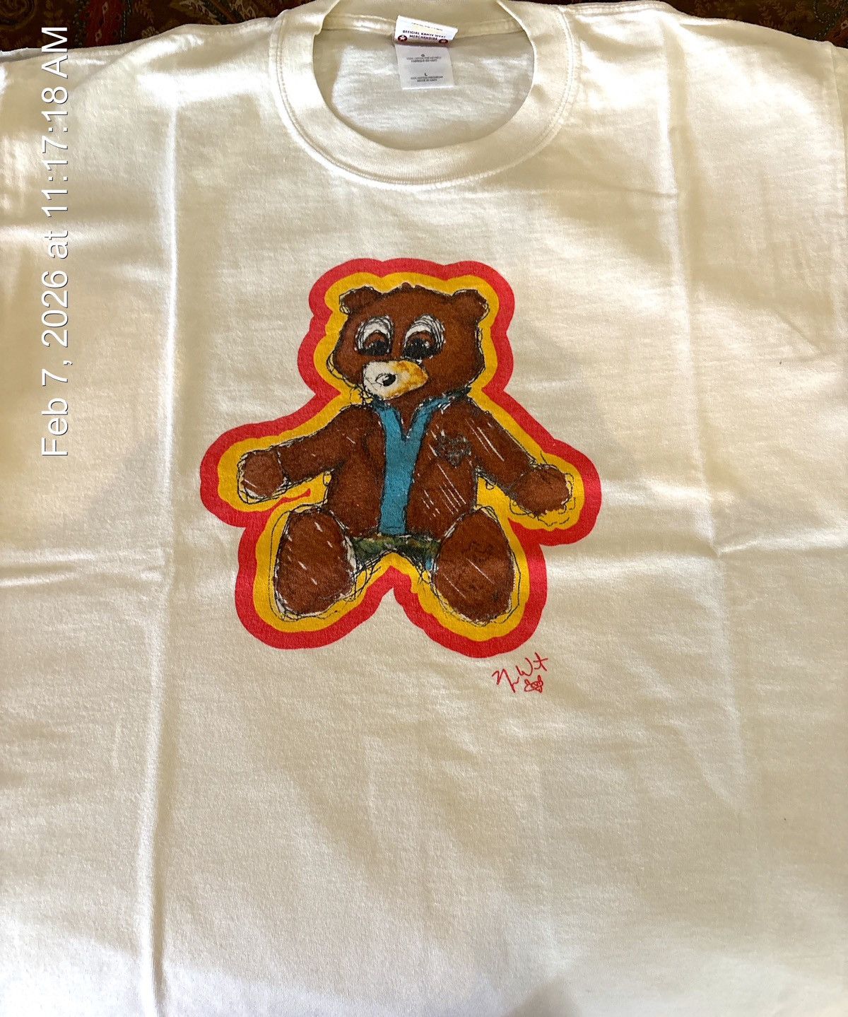 Kanye West RARE Kanye West Fan Club College Dropout Teddy Bear Sketch Size US L / EU 52-54 / 3 - 6 Thumbnail