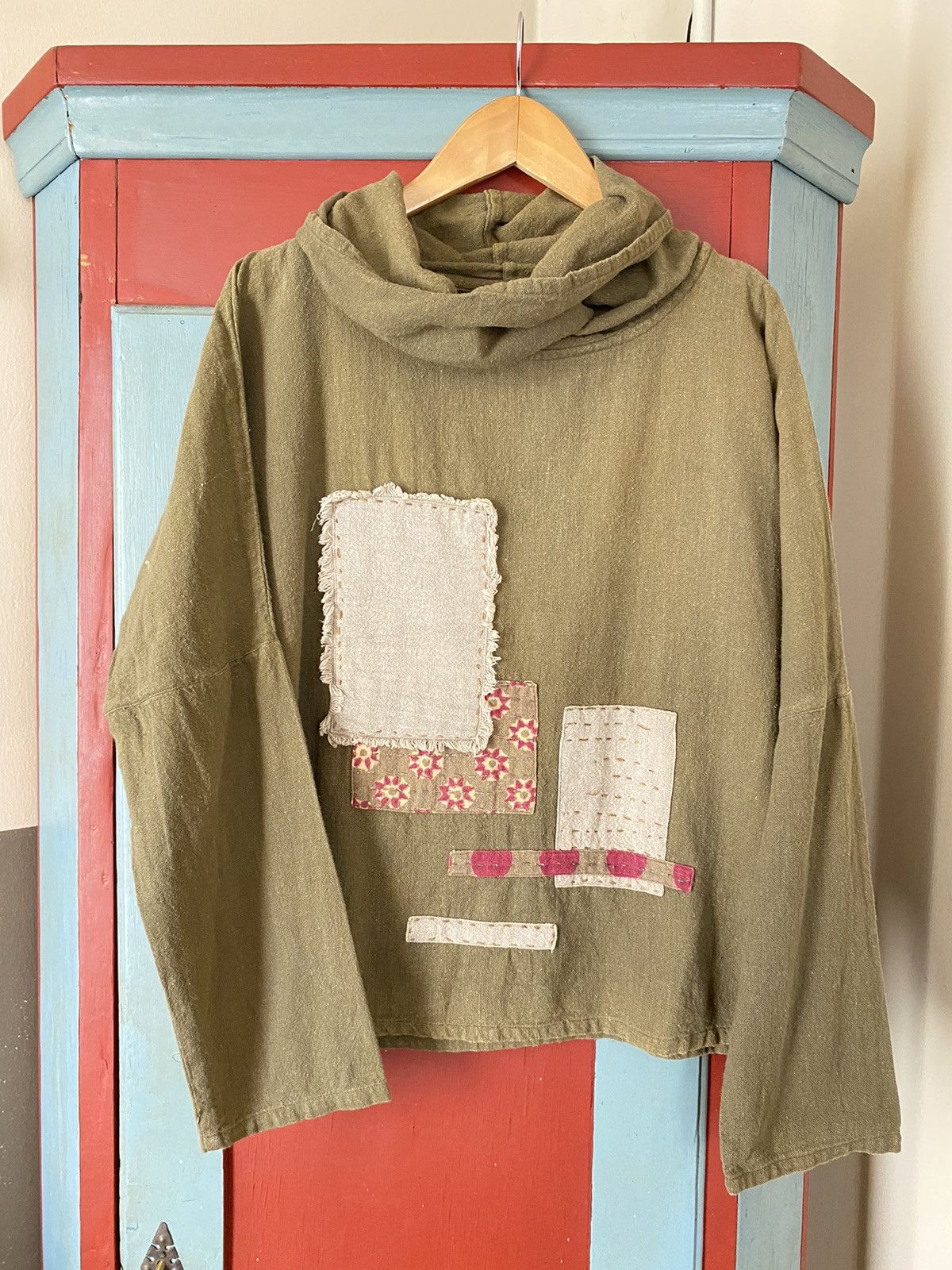 Japanese Brand OIL TYCOON Floral Olive Cotton Shirt with Patchwork Size M / US 6-8 / IT 42-44 - 14 Thumbnail