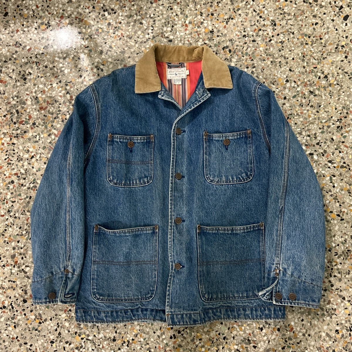 image of 90's Polo Ralph Laurent Denim Four Pocket Jacket in Blue, Men's (Size Large)