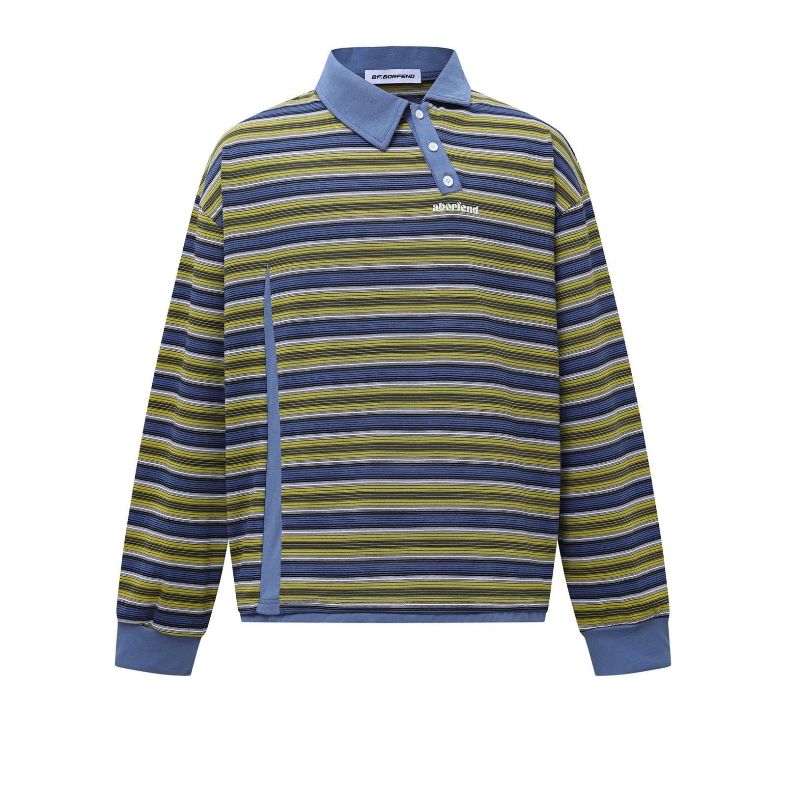 Vintage Striped Long Sleeve Polo Shirt, Relaxed Fit Sweater Size US M / EU 48-50 / 2 - 1 Thumbnail