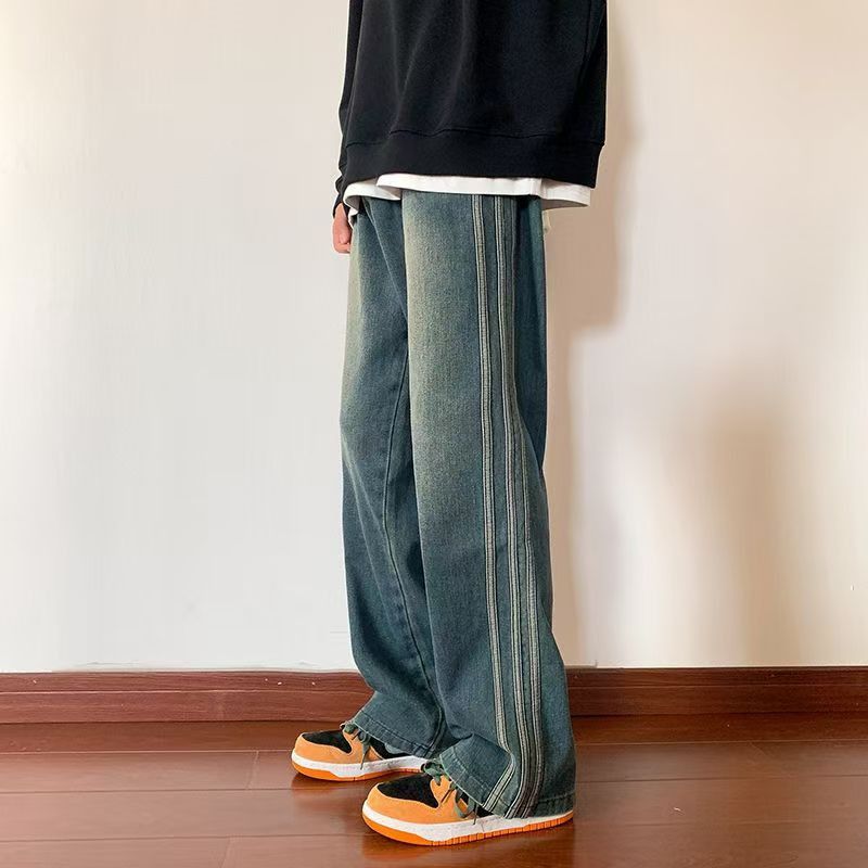 Japanese Brand × Jean Street retro side stripe washed jeans Size US 32 / EU 48 - 1 Thumbnail