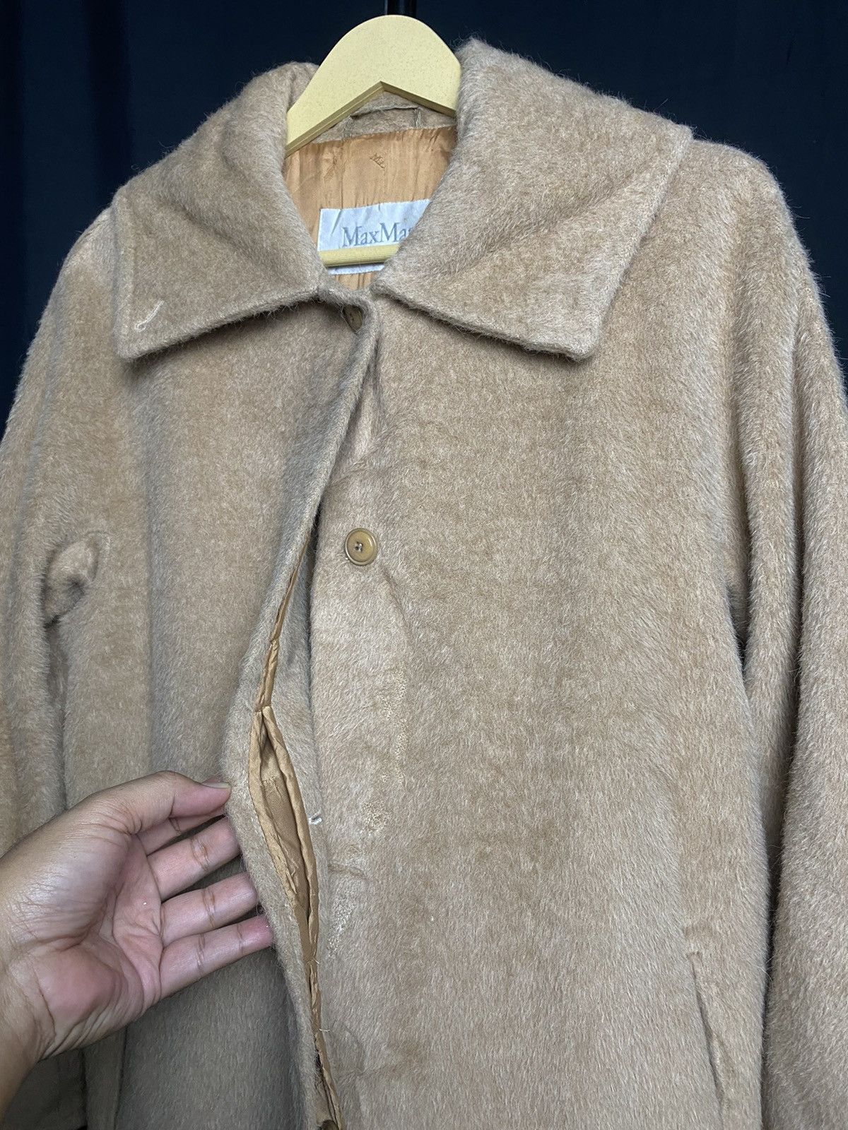 Max Mara Max Mara Biege Wool Fur Long Coat Jacket Size L / US 10 / IT 46 - 2 Thumbnail
