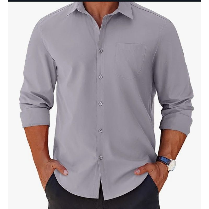The Unbranded Brand Men's Button Down LONG Sleeve Cotton with Pocket MEDIUM Size US M / EU 48-50 / 2 - 1 Thumbnail