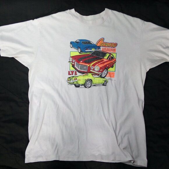 Hanes × Vintage Vintage 80s Camaro LT-1 Neon T-Shirt Size US XL / EU 56 / 4 - 2 Thumbnail