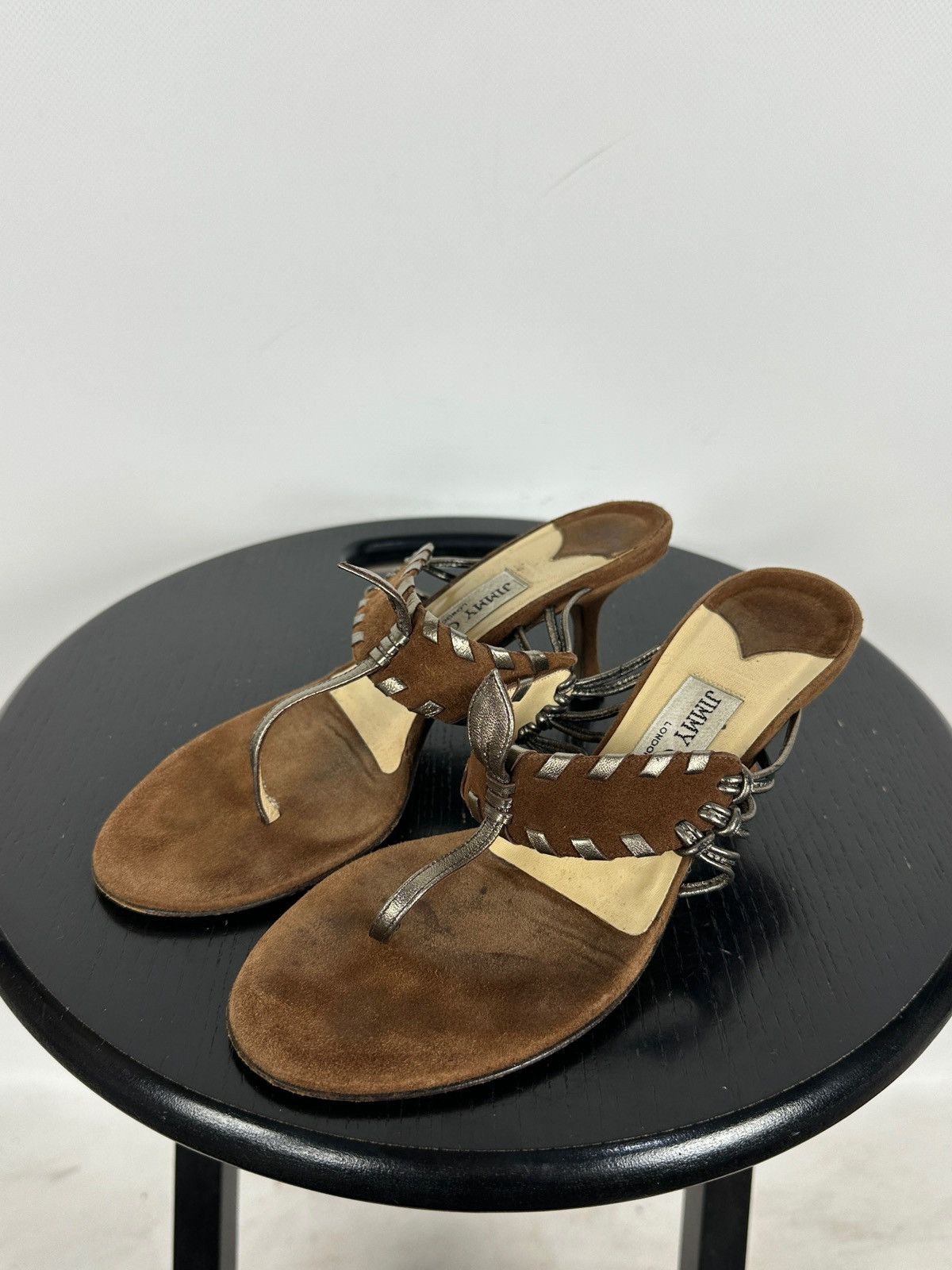 Jimmy Choo Brown Suede/Leather Kitten Heel Sandals