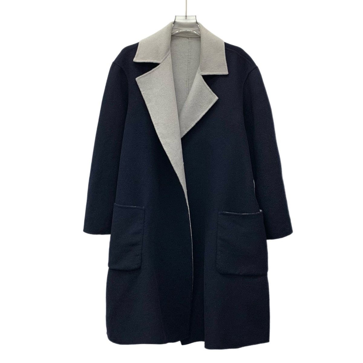 Max Mara Maxmara Blue Gray Sheep Wool Lapel Reversible Coat Jacket Size S / US 4 / IT 40 - 1 Thumbnail