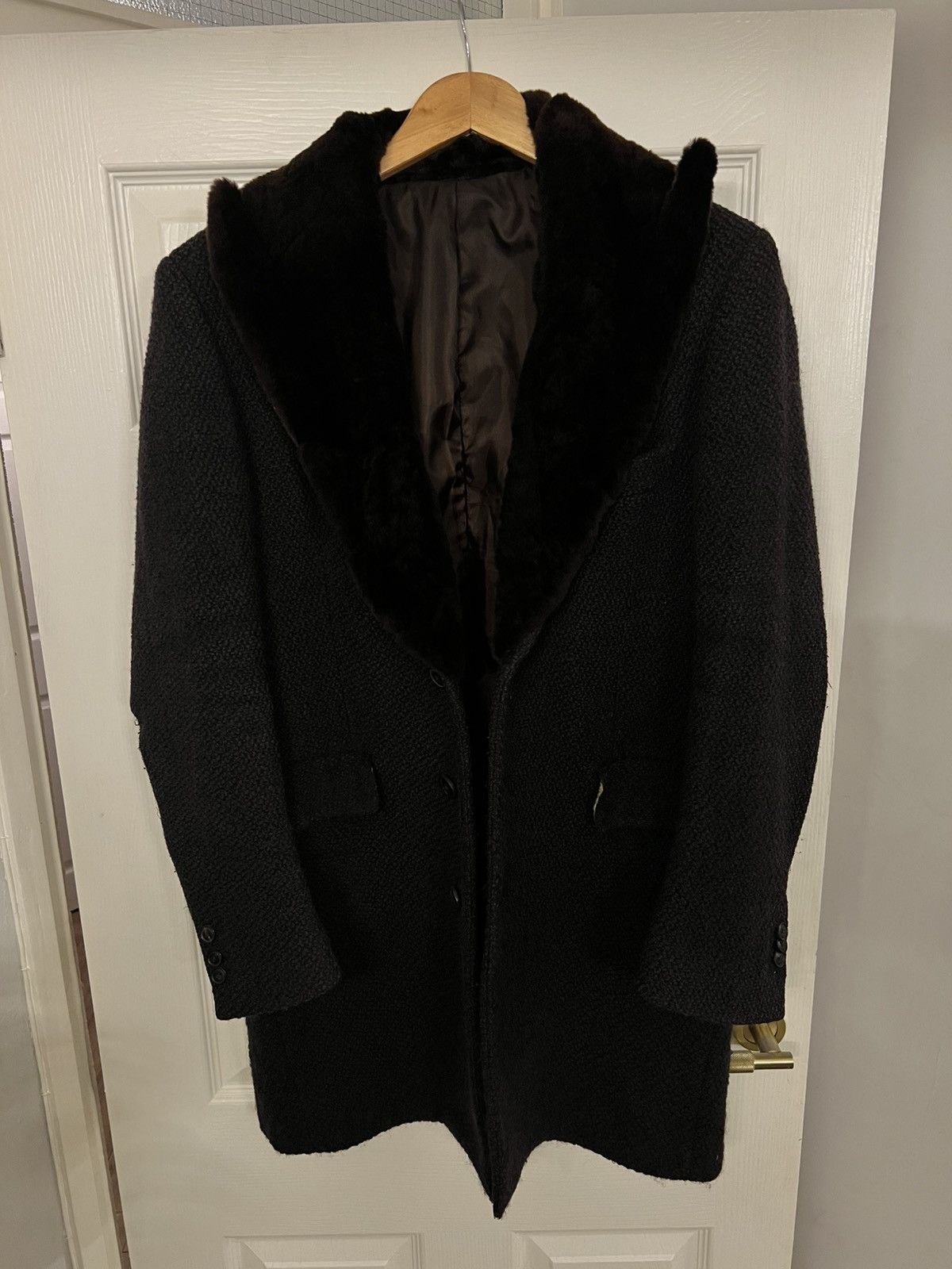 Paul Smith PAUL SMITH NAVY BLUE OVERCOAT WITH RABBIT FUR COLLAR SIZE M Size US M / EU 48-50 / 2 - 1 Thumbnail