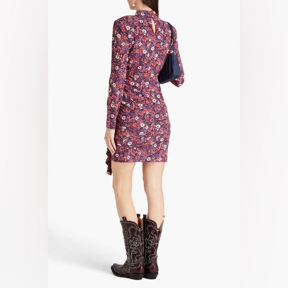 Veronica Beard VERONICA BEARD -Louella Floral Print Dress In Berry Multi Size XS / US 0-2 / IT 36-38 - 2 Thumbnail