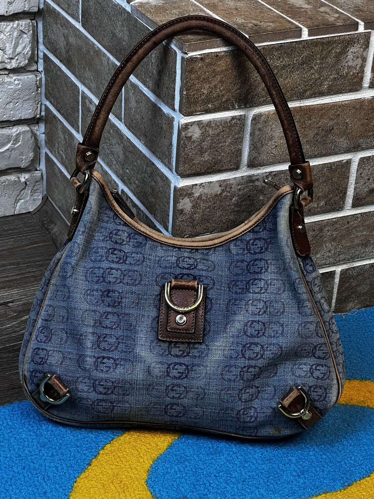 Gucci × Vintage Gucci Blue GG Denim Abbey D-Ring Shoulder Hobo Bag Size ONE SIZE - 1 Thumbnail