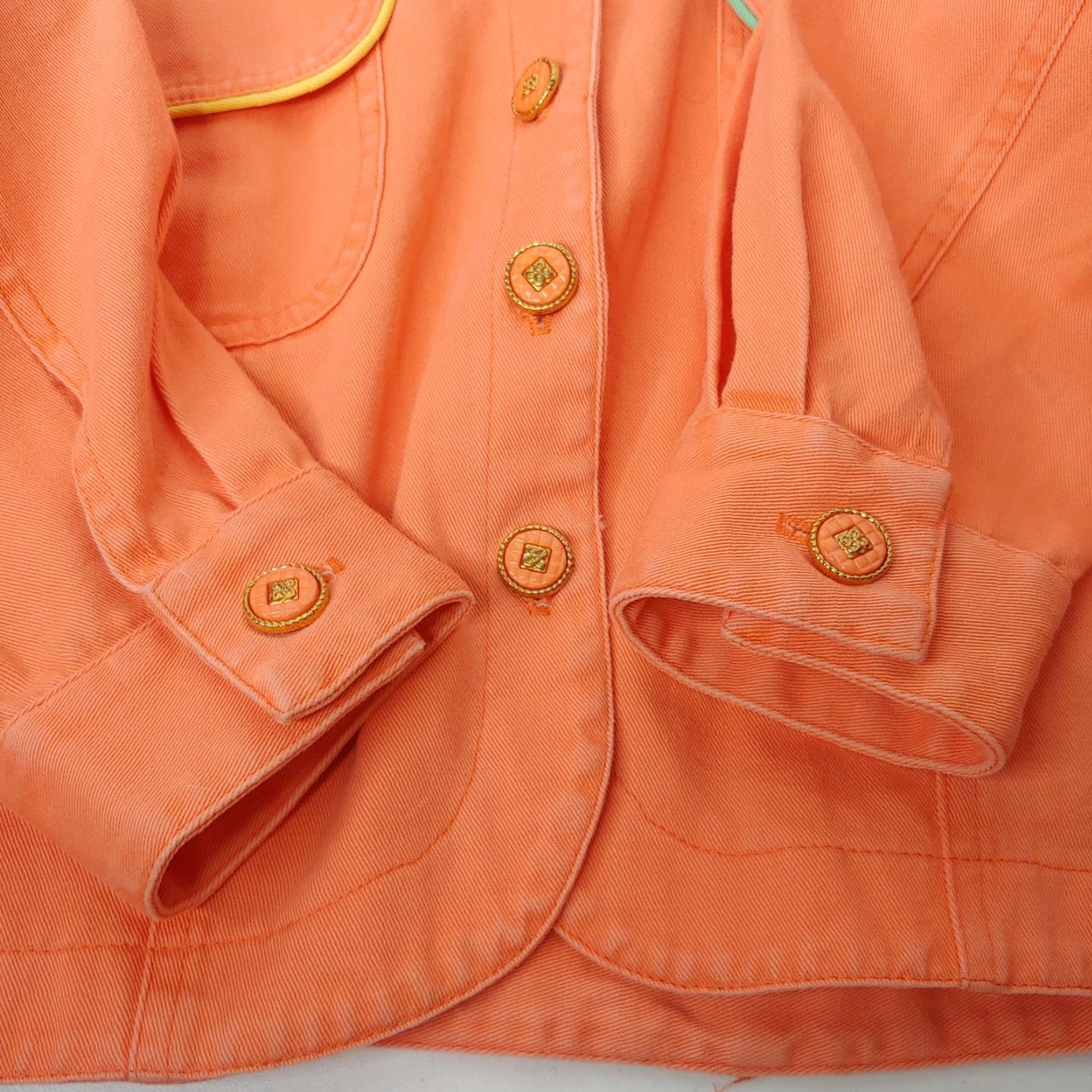 Vintage VINTAGE City Girl Sport Jacket Women 16 Cropped Canvas Embroidered Salmon 1980s Retro Size XXL / US 16-18 / IT 52-54 - 4 Thumbnail
