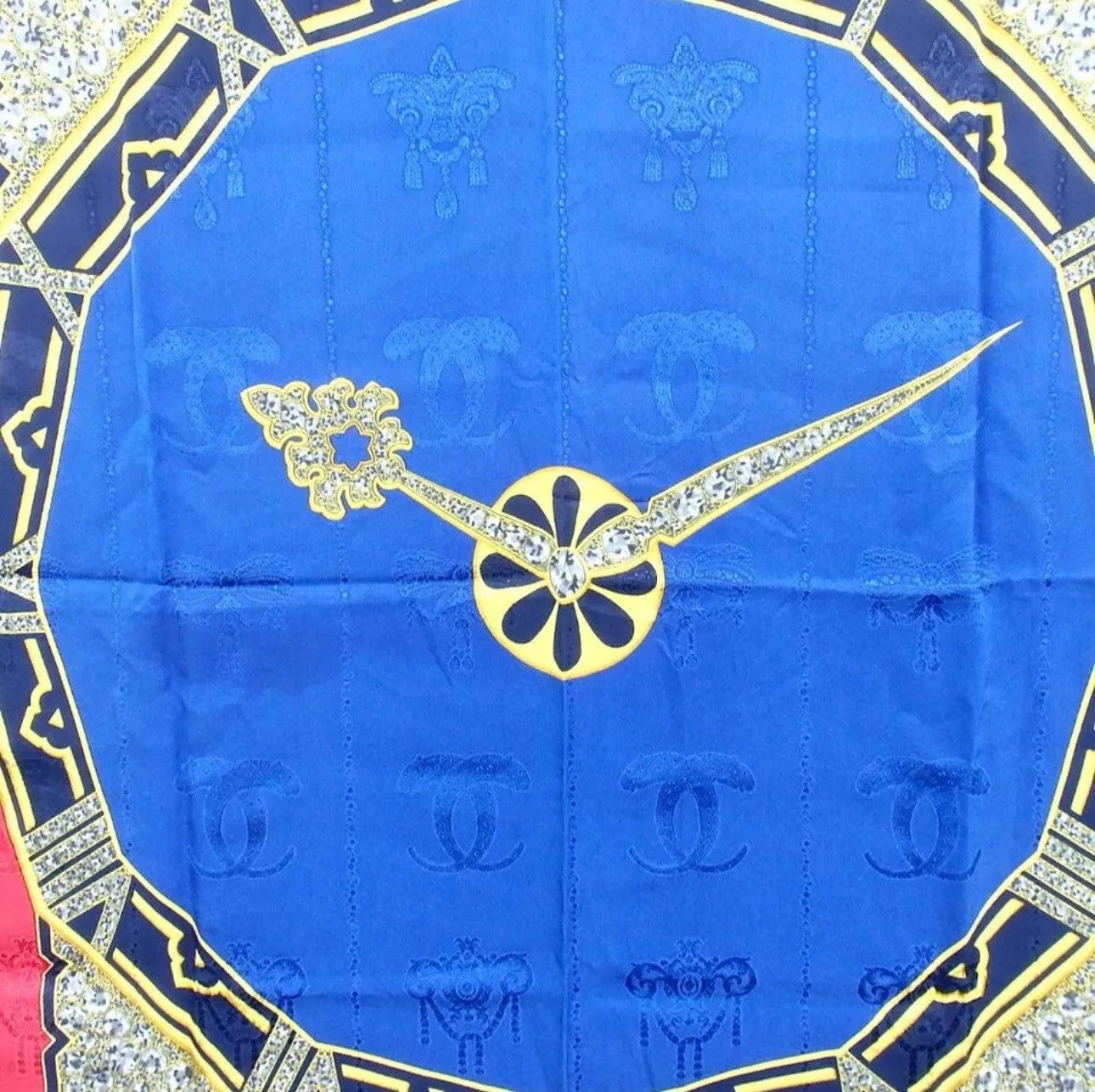 Cartier Cartier Silk scarf blue with clock motif chic handmade Size ONE SIZE - 6 Thumbnail