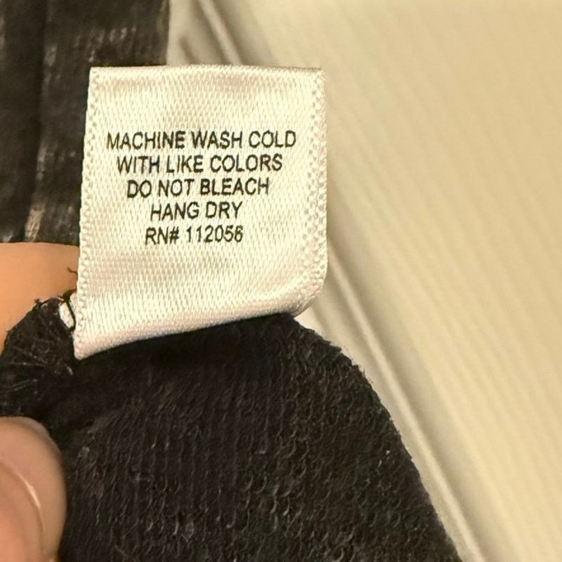 Other Zenana Ash Black Crinkle Washed French Terry Raw Edge Top Size M / US 6-8 / IT 42-44 - 6 Thumbnail