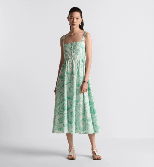 Dior o1w1db10925 441D57 Mid-Length Dress in White/Aquamarina Size XS / US 0-2 / IT 36-38 - 4 Thumbnail