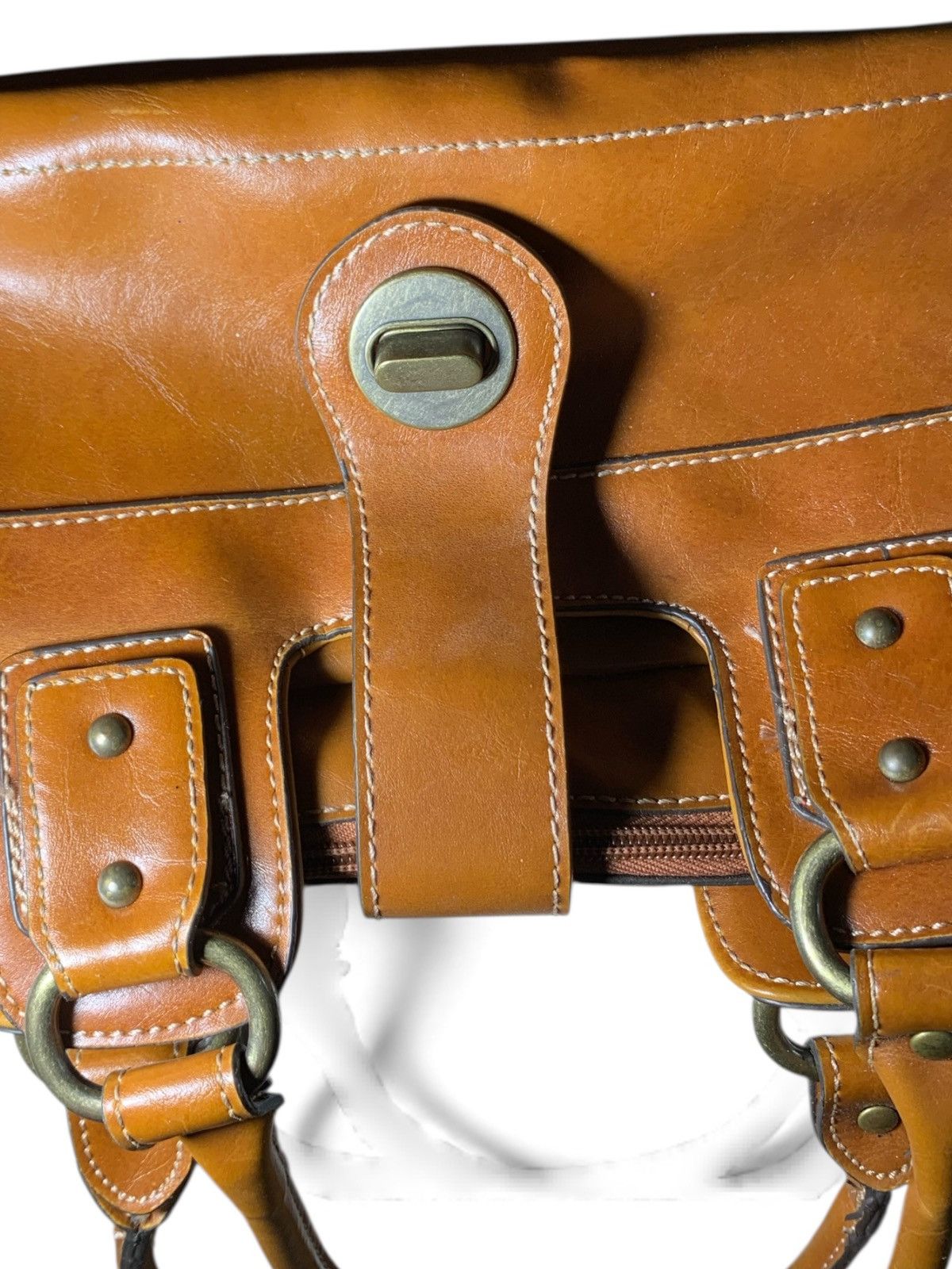 Other Mondani Brown Leather Handbag (item#b116) Size ONE SIZE - 7 Thumbnail