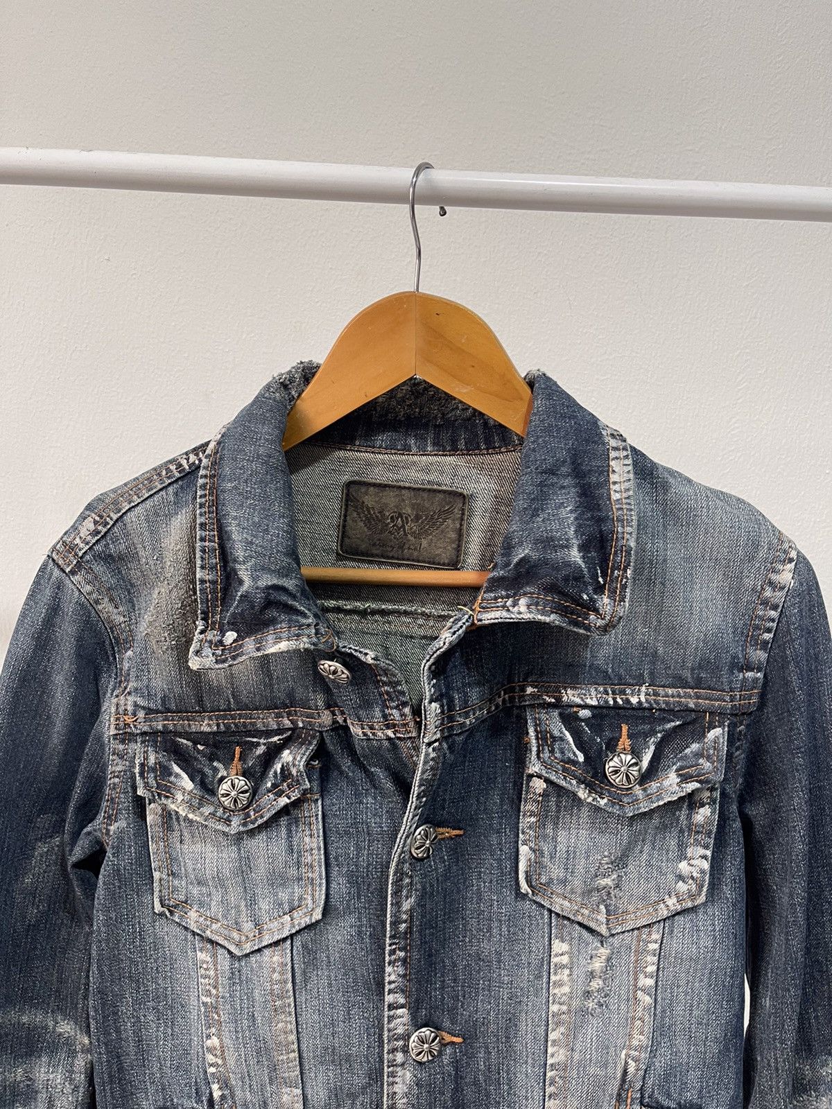 If Six Was Nine 2000s Angel Equal Trashed Denim Jacket A5 Size US S / EU 44-46 / 1 - 6 Thumbnail
