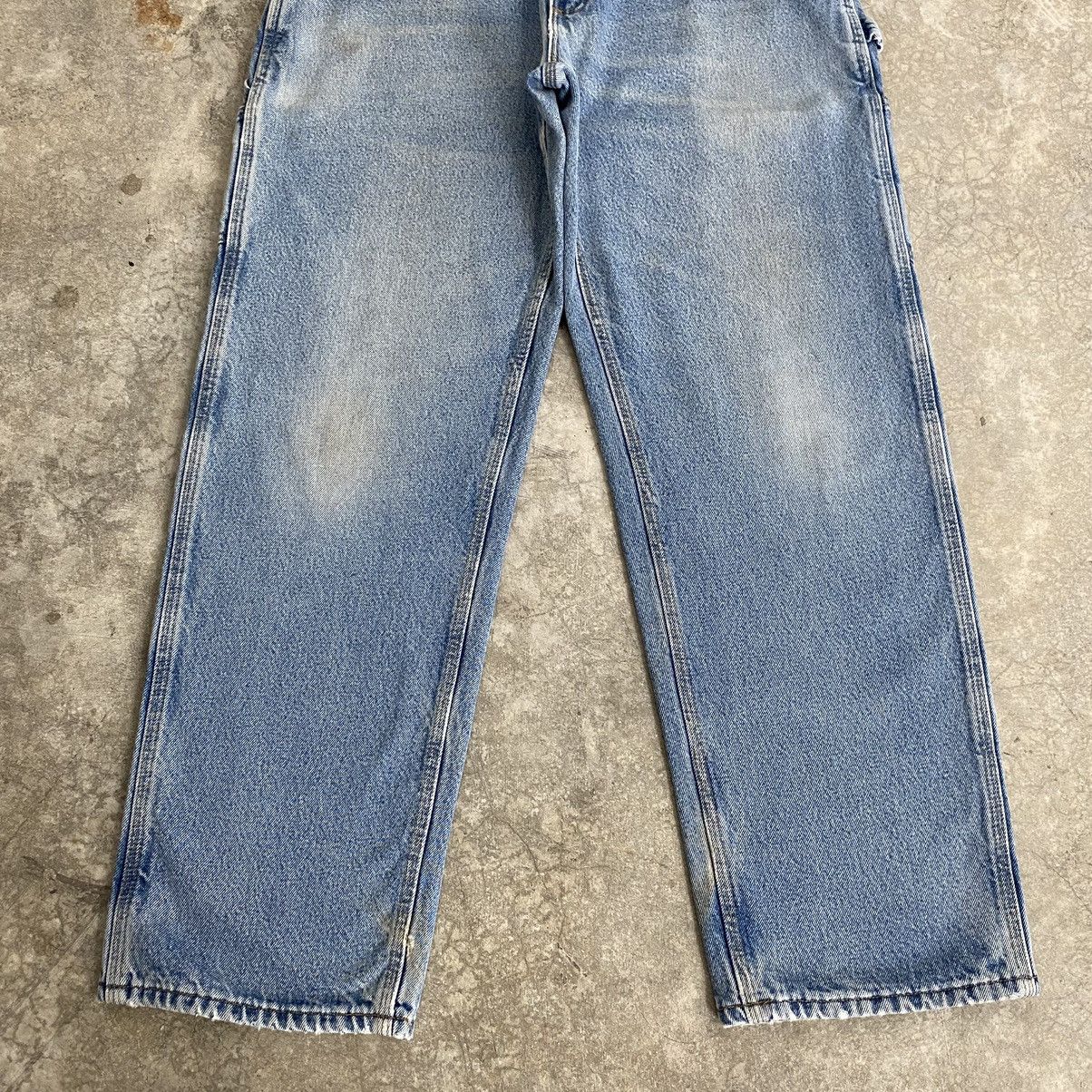 Carhartt VTG Carhartt Blanket Lined Faded Blue Carpenter Denim Jeans Size US 35 - 6 Thumbnail
