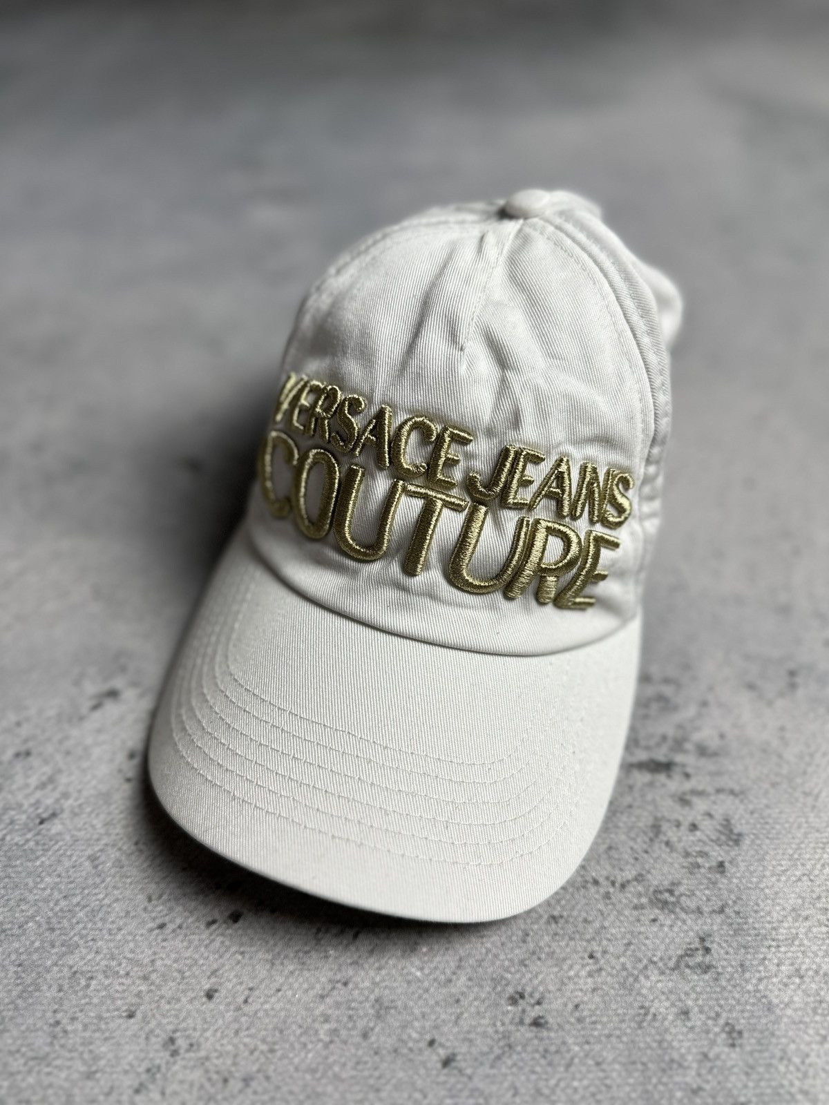 Versace Versace Jeans Couture White Gold Big Logo Cap Hat y2k Rap Size ONE SIZE - 1 Thumbnail