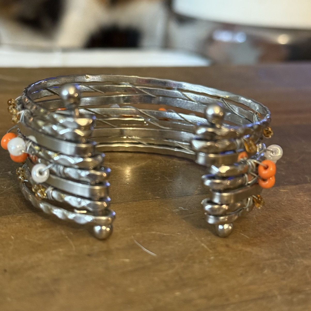 Other Silver tone beaded stacked bangle cuff bracelet Size ONE SIZE - 5 Thumbnail