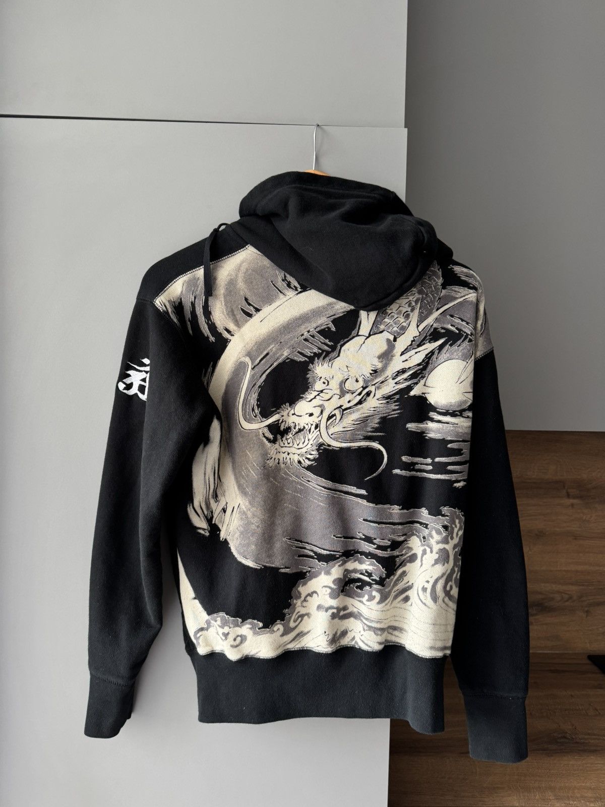 Vintage Sukajan Dragon Over Print Hoodie Jacket