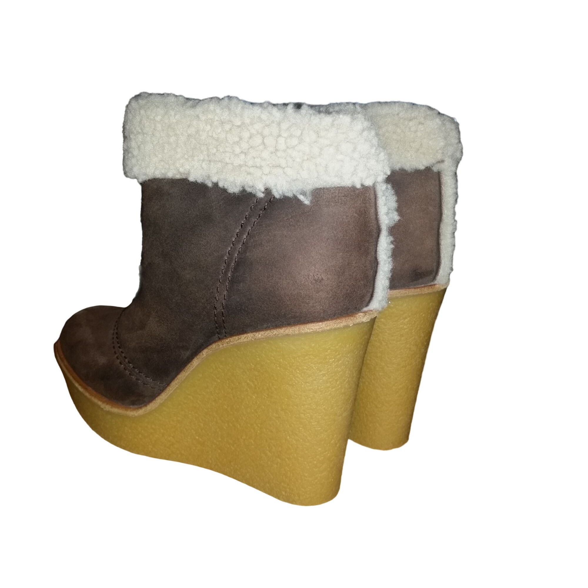 Chloe Chloe Deerskin Wedge Ankle Boots Women Sz 38.5 EU 8 US Shear Size US 8 / IT 38 - 2 Thumbnail