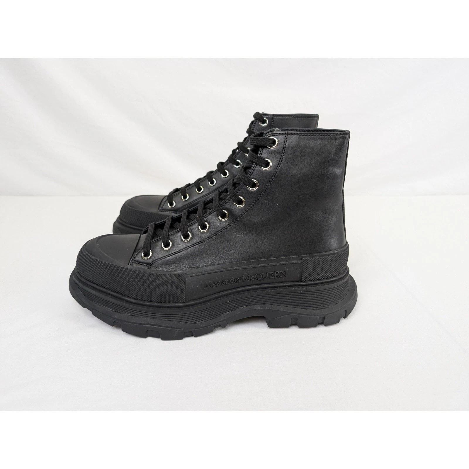 Alexander McQueen o1rshd1 Pelle S.Gomma Boots in Black/Silver Size US 13 / EU 46 - 9 Thumbnail