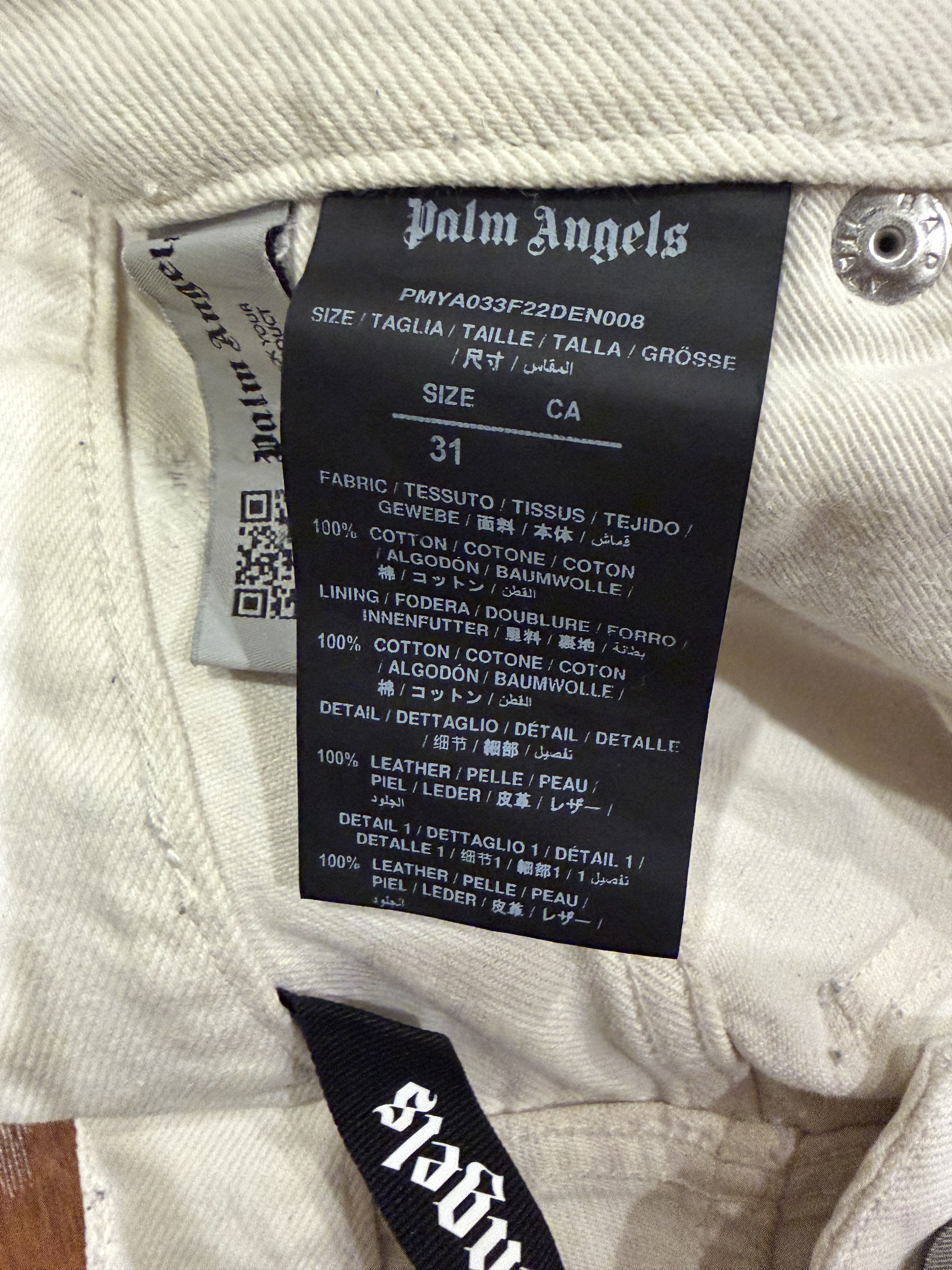 Palm Angels Palm Angels White Logo Patch Jeans Size US 31 - 3 Thumbnail