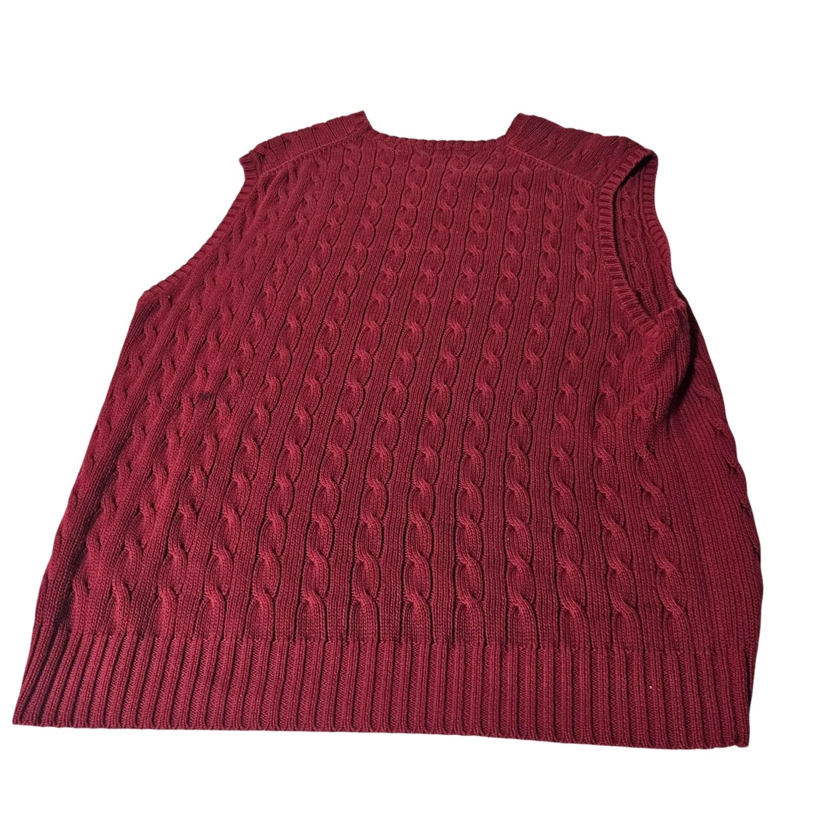Polo Ralph Lauren Polo Ralph Lauren Vest Mens Red Cable Knit V-Neck Pocketed All Seasons Classic Cotton XL Size US XL / EU 56 / 4 - 3 Thumbnail