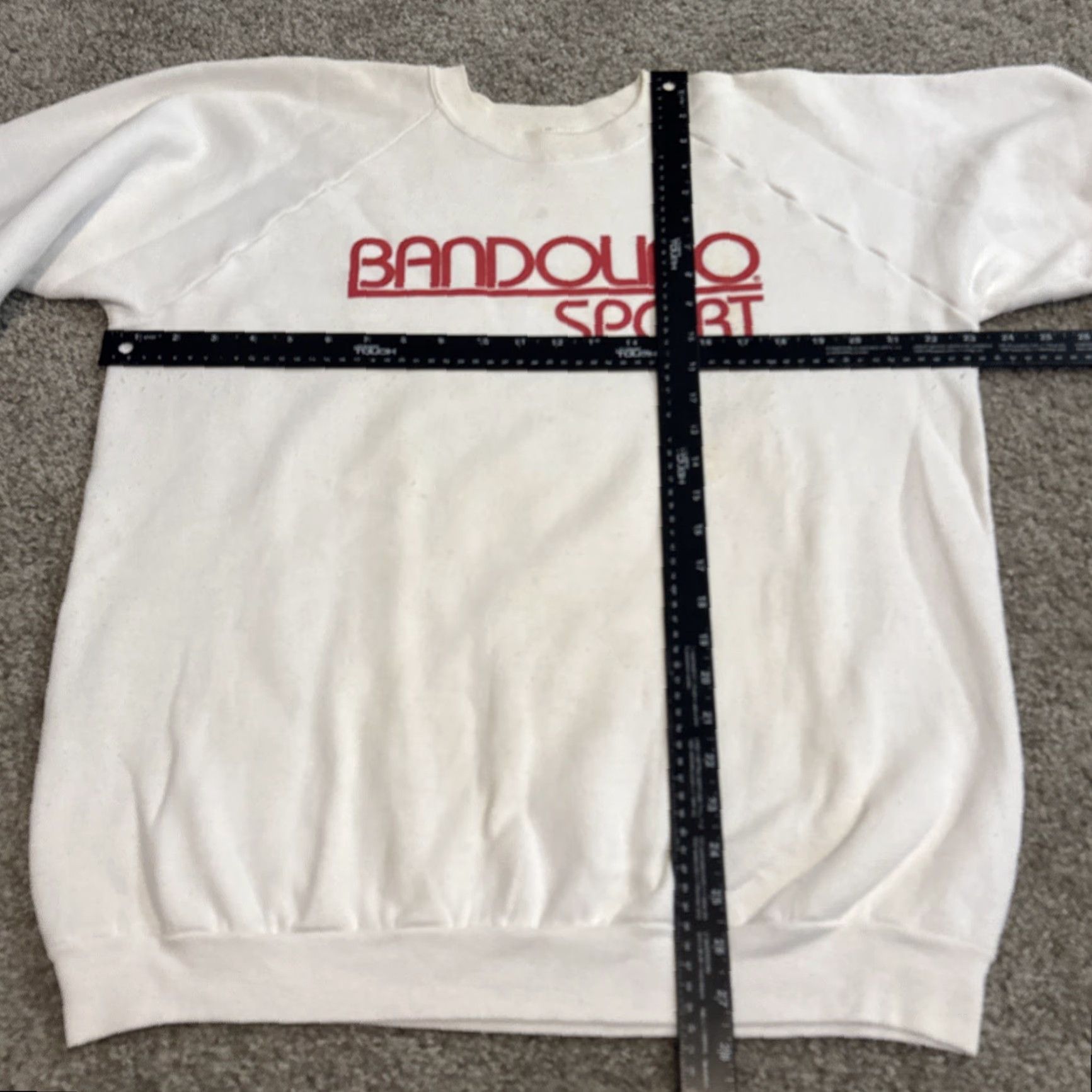 Fruit Of The Loom VINTAGE Bandolino Sport Sweatshirt White Red XL Men Pullover Crewneck Sports 1980s Size US XL / EU 56 / 4 - 7 Thumbnail