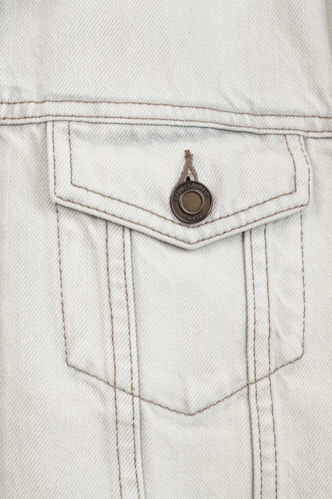 Saint Laurent Paris Saint Laurent Light-Grey Cotton-Denim Frayed-Cuff Jacket Size US XL / EU 56 / 4 - 7 Thumbnail