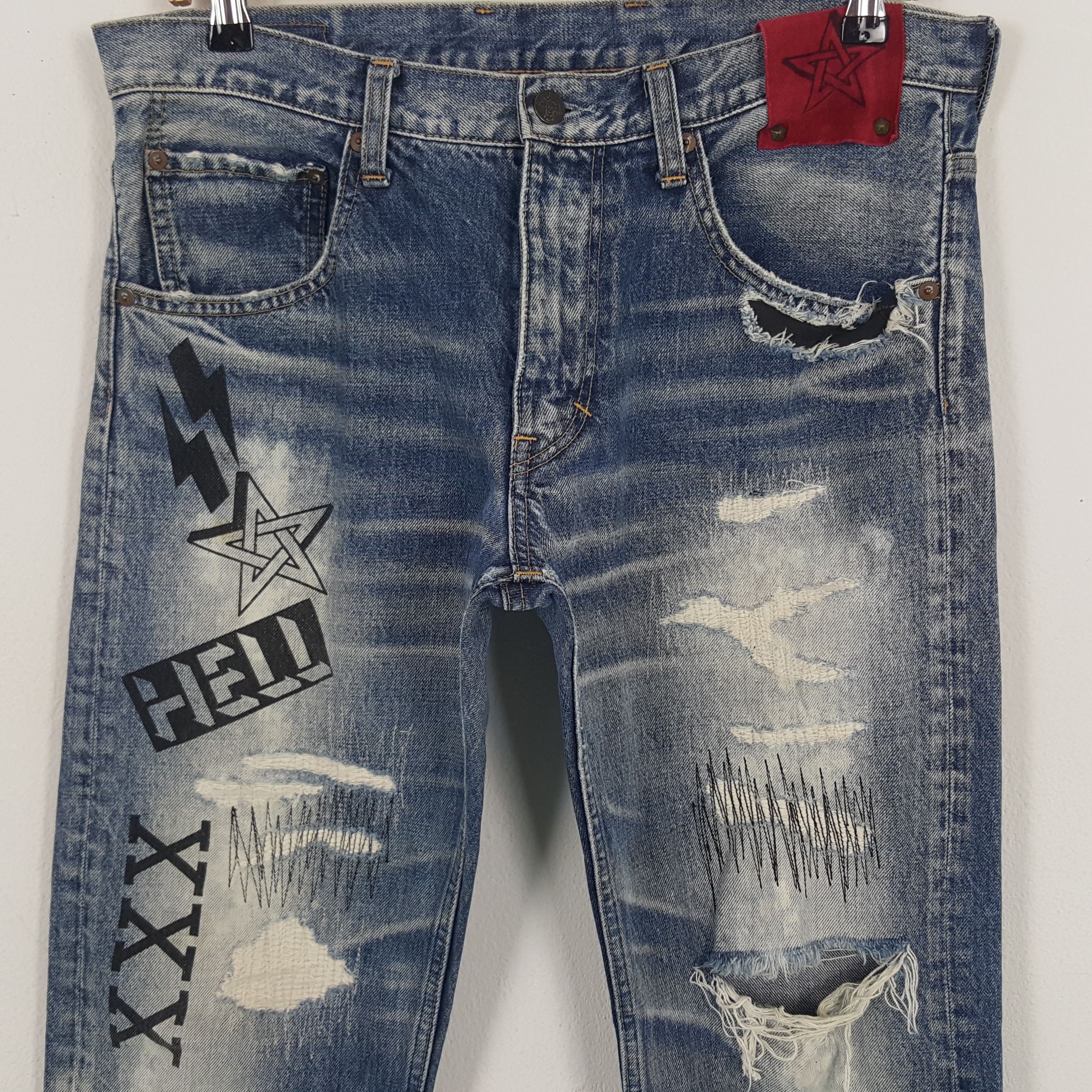 If Six Was Nine × Japanese Brand × Vintage Vintage RNA Sweats Bloods Distressed Style Denim Jeans Size US 33 - 2 Thumbnail