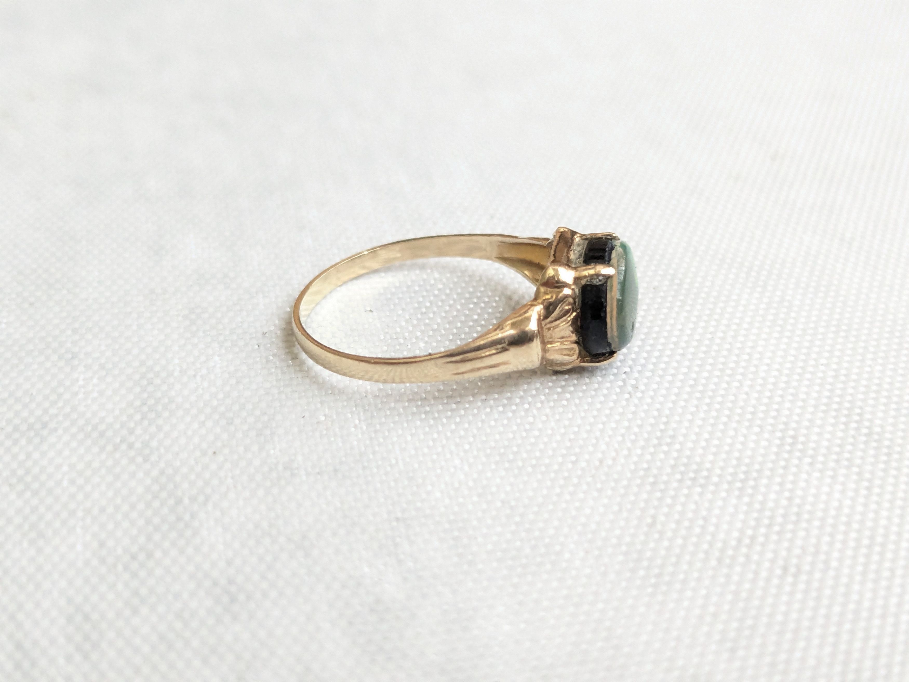 Jewelry 10k Yellow Gold Ring Black Opal Oval Size ONE SIZE - 7 Thumbnail