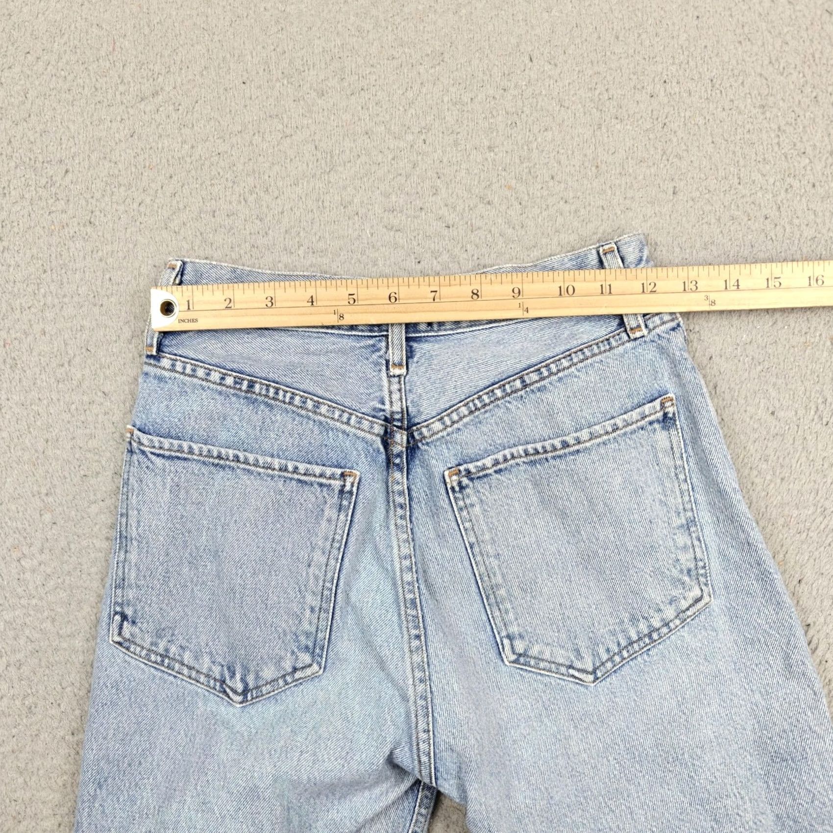 Agolde VINTAGE AGOLDE Riley Jeans Womens 25 Blue High Rise Straight Crop Raw Hem Button Fly Size 42" / US 20 - 7 Thumbnail