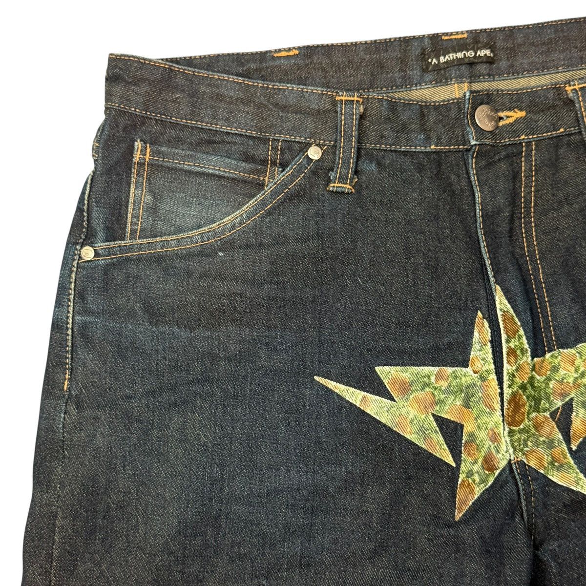 Bape A Bathing Ape Front Star Denim Straight Pants y2k Size US 31 - 5 Thumbnail