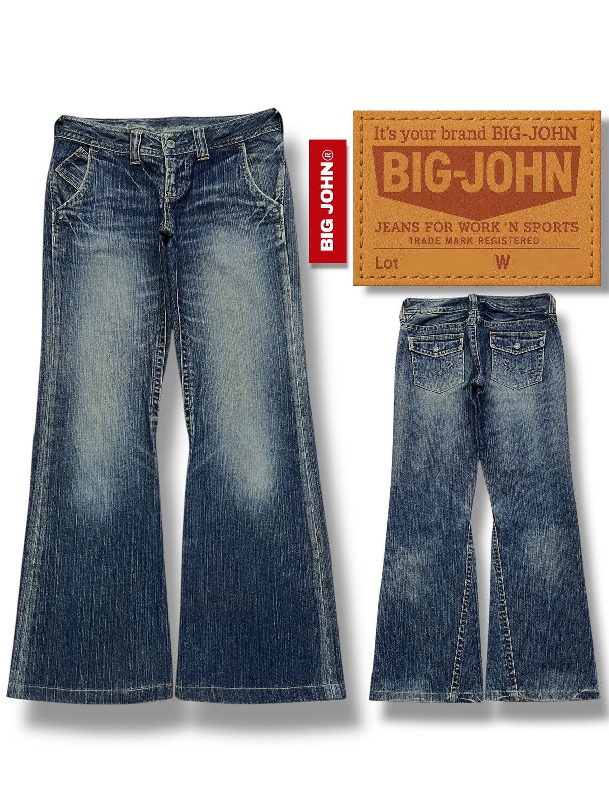 Big John Bell Bottom Vintage 00s Big John Japan - Faded Wash Jeans Size 29" - 1 Thumbnail