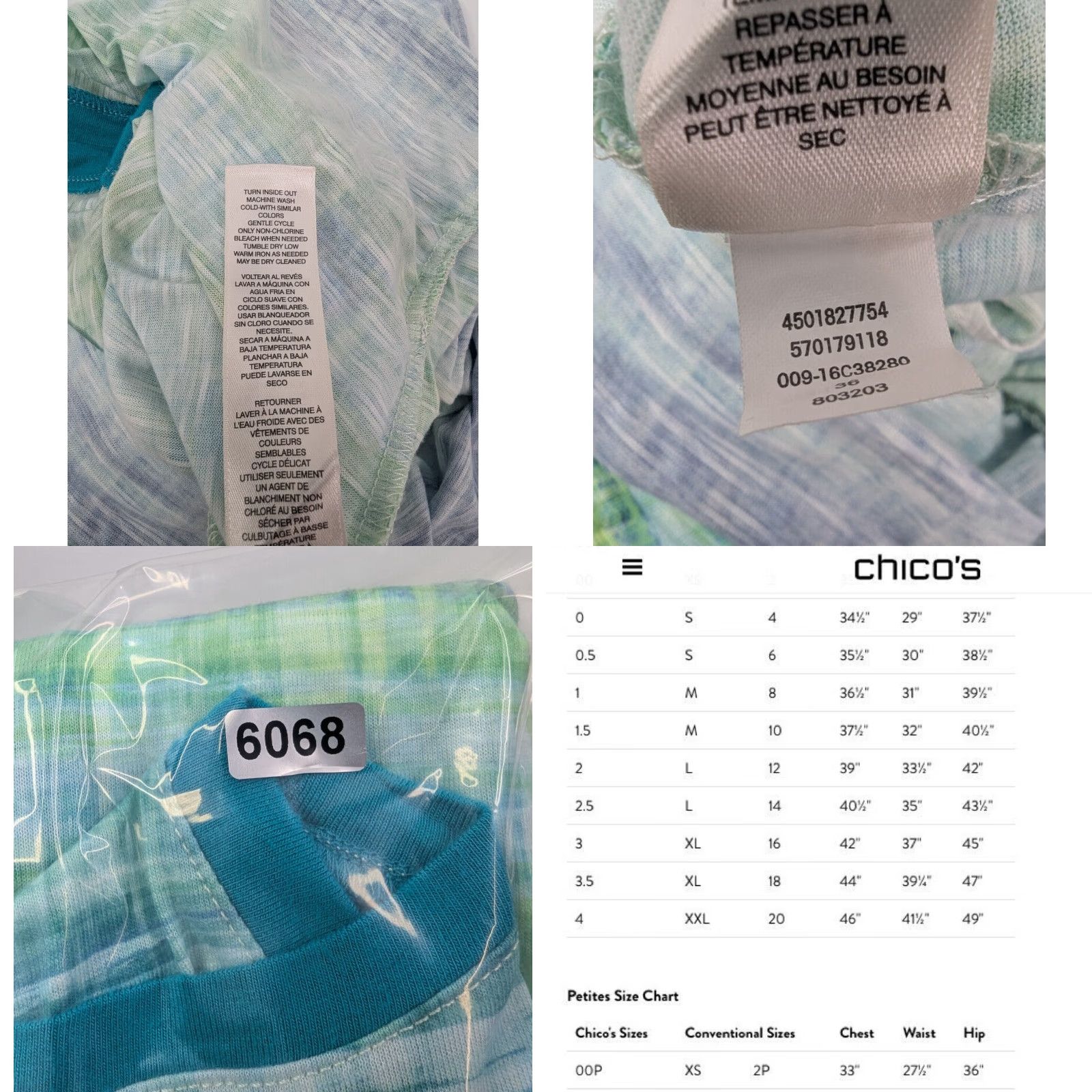 Vintage Chicos Shirt L Green Ombre Stripe V-Neck Ruched East West Top Womens Size L / US 10 / IT 46 - 8 Thumbnail