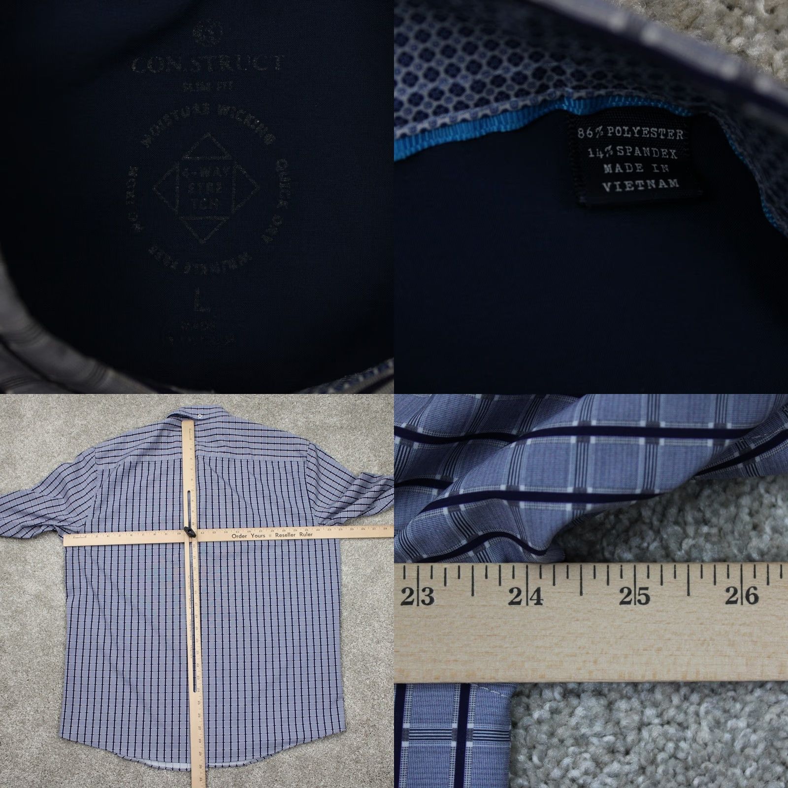Vintage Construct Shirt Men L Blue 90s Geometric Button-Up Slim Short Sleeve? Size US L / EU 52-54 / 3 - 8 Thumbnail