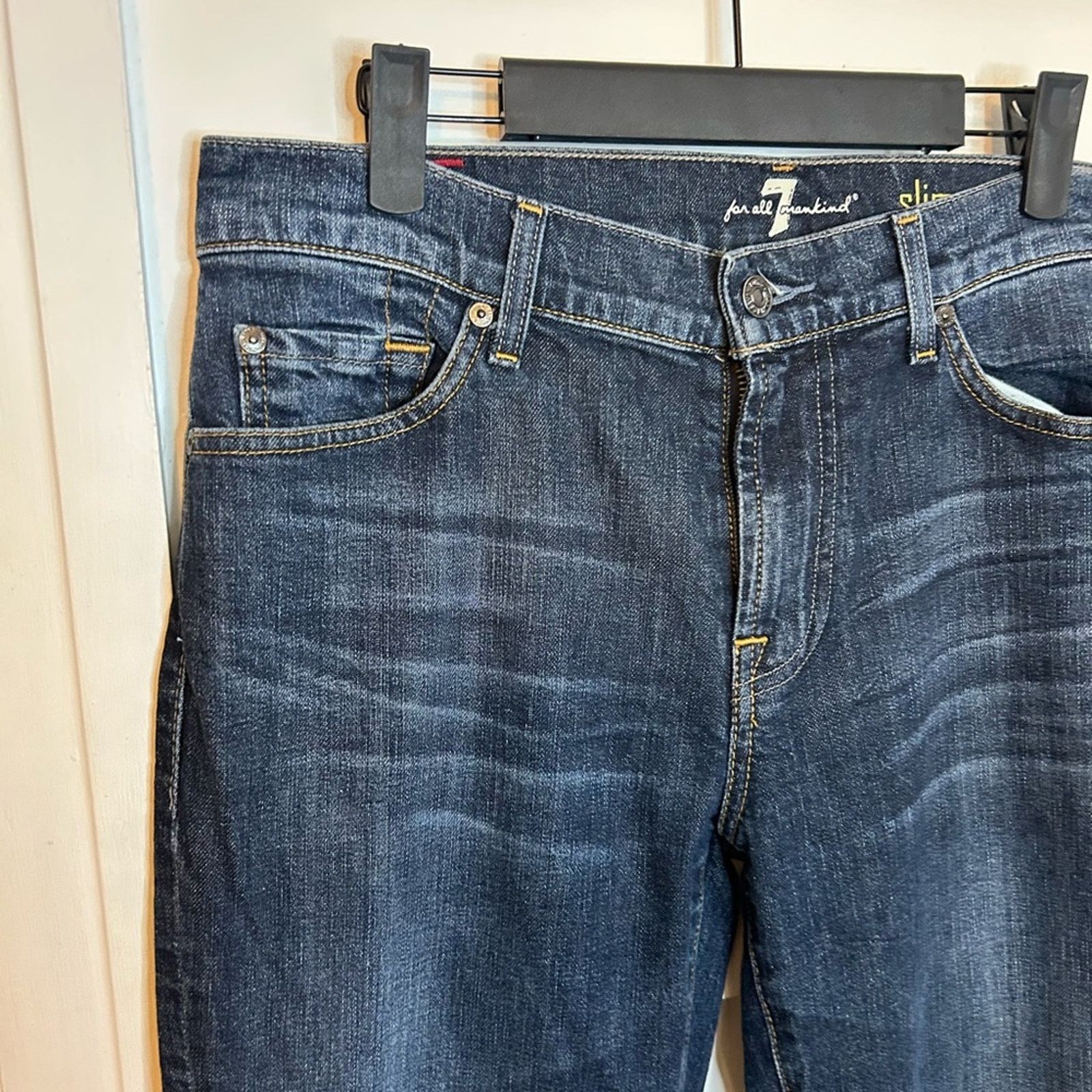 7 For All Mankind 7 For All Mankind Men's Blue Dark Wash Slimmy Jeans Size US 32 / EU 48 - 5 Thumbnail