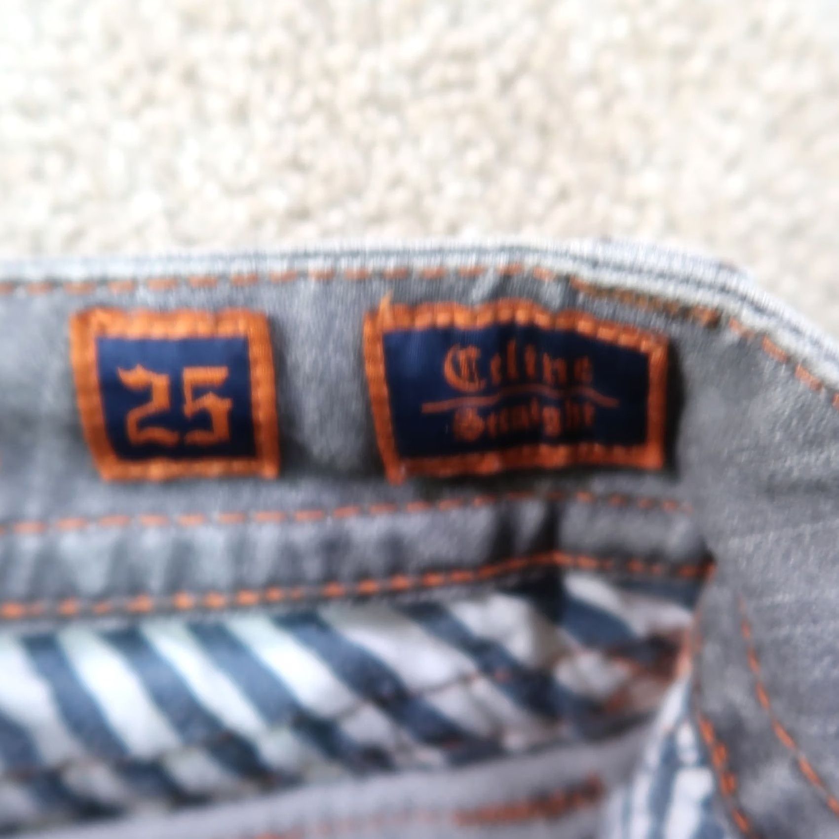 Vintage Rock Revival Celine Straight Jeans Womens 25 Gray Denim Stretch Regular 5-Pocket Leather Logo Men? Size 42" / US 20 - 4 Thumbnail