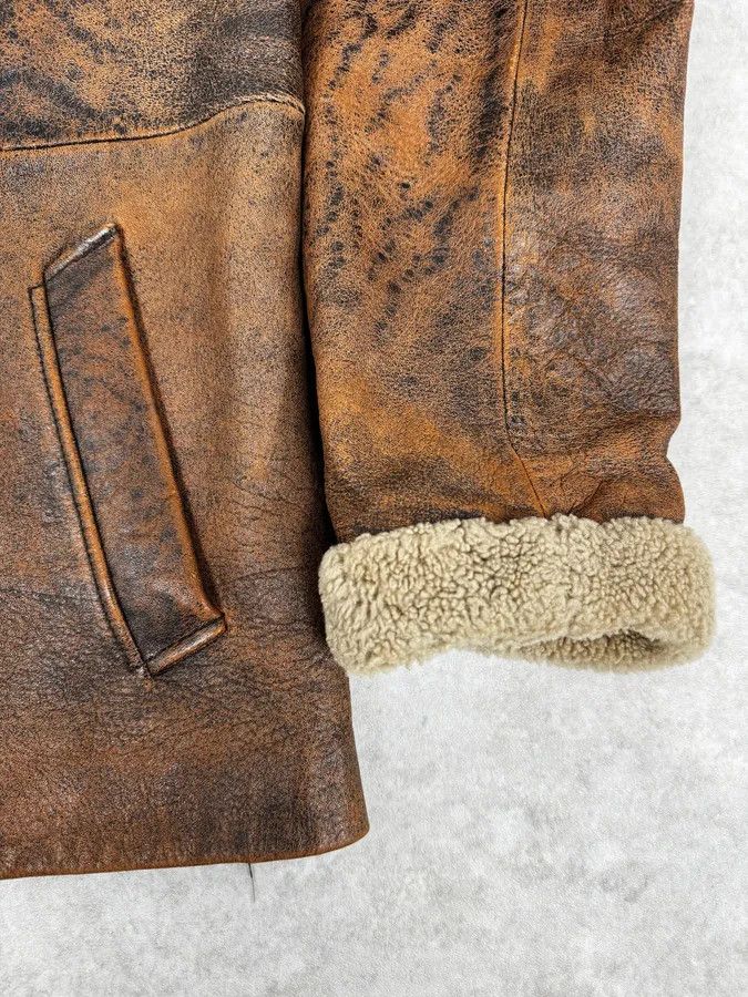 Dolce & Gabbana 2000s Dolce & Gabbana Aged Brown Leather Shearling Jacket Size US L / EU 52-54 / 3 - 8 Thumbnail
